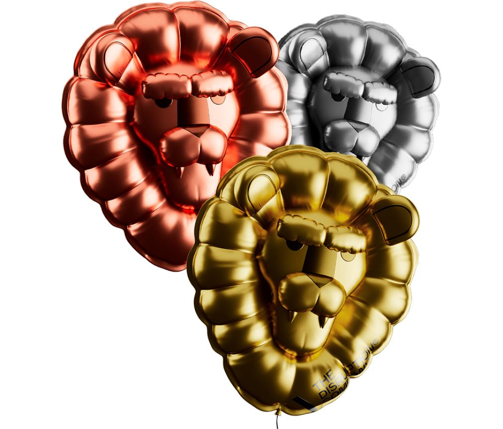 Three 3D Lion Balloons in the colors of gold, silver and bronze