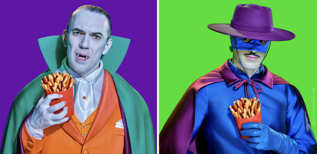 Screen Shot 2023-06-12 at 10.49.14 AM Dracula and a bandit holding McDonald's vegetable fries