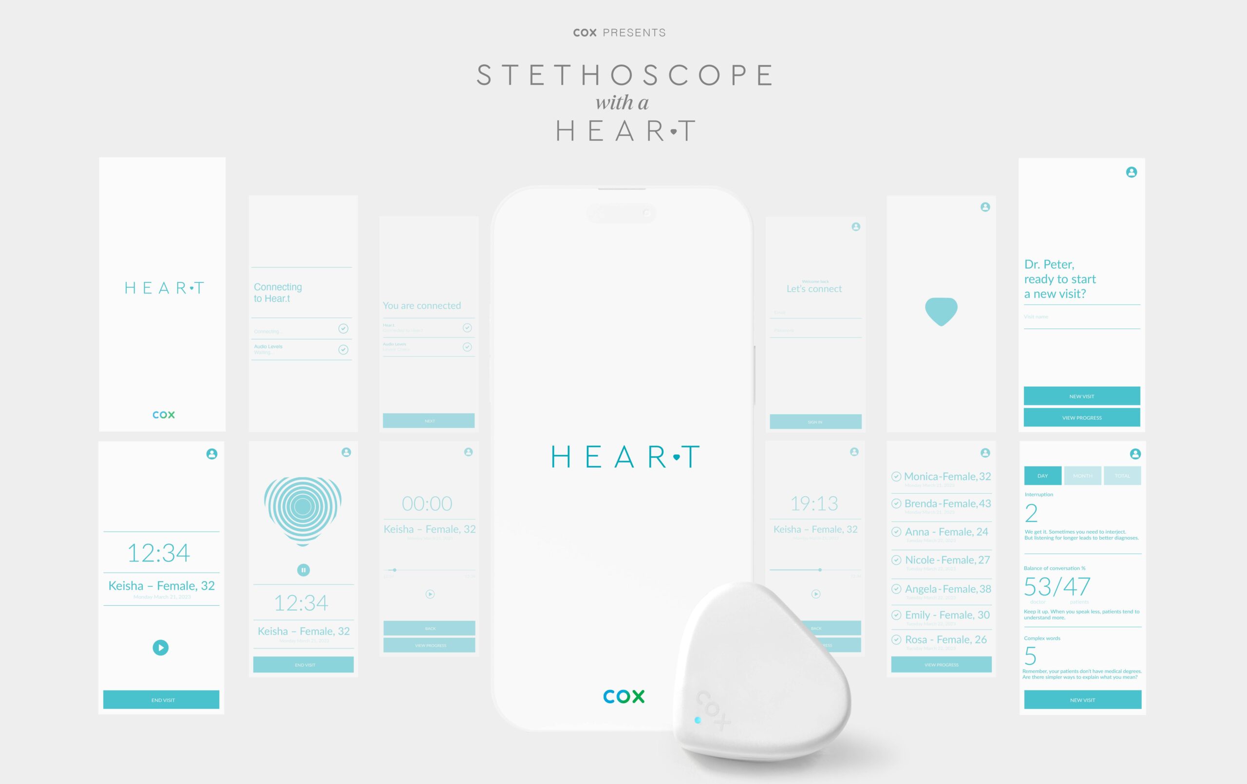 App display of the Stethoscope With a Heart software that goes with the product