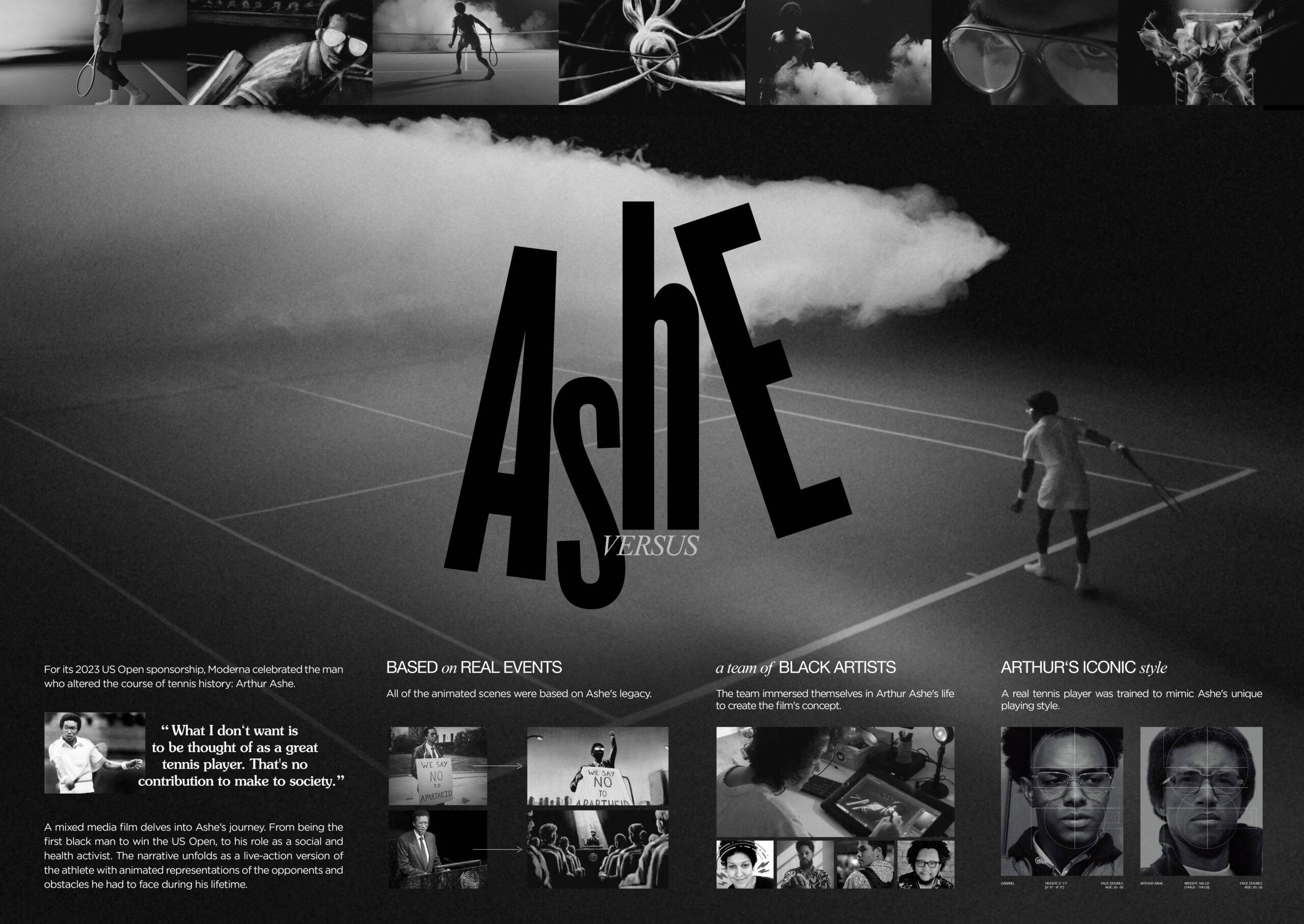 AsheVersus_CaseBoard Ashe Versus film case board for Moderna