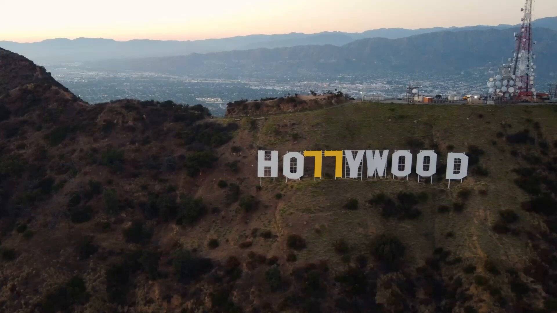 ho77ywood The iconic Hollywood sign has the letter L replaced by two 7s
